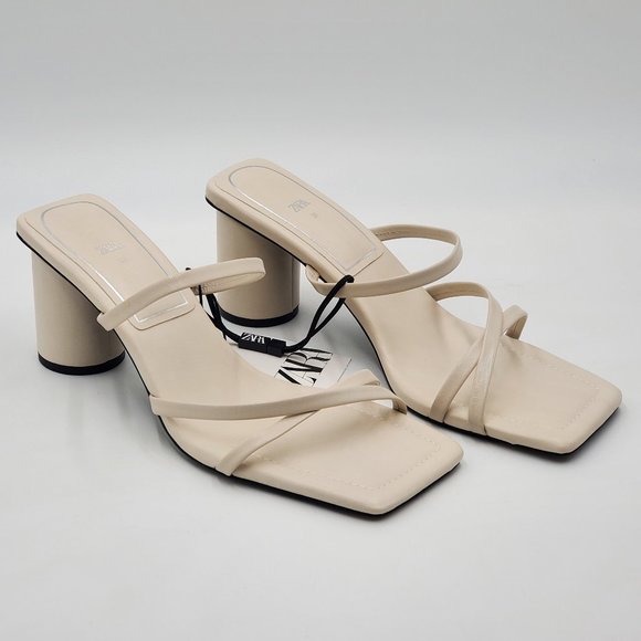 Zara Leather Strappy Heeled Sandals - NWT - Picture 2 of 14